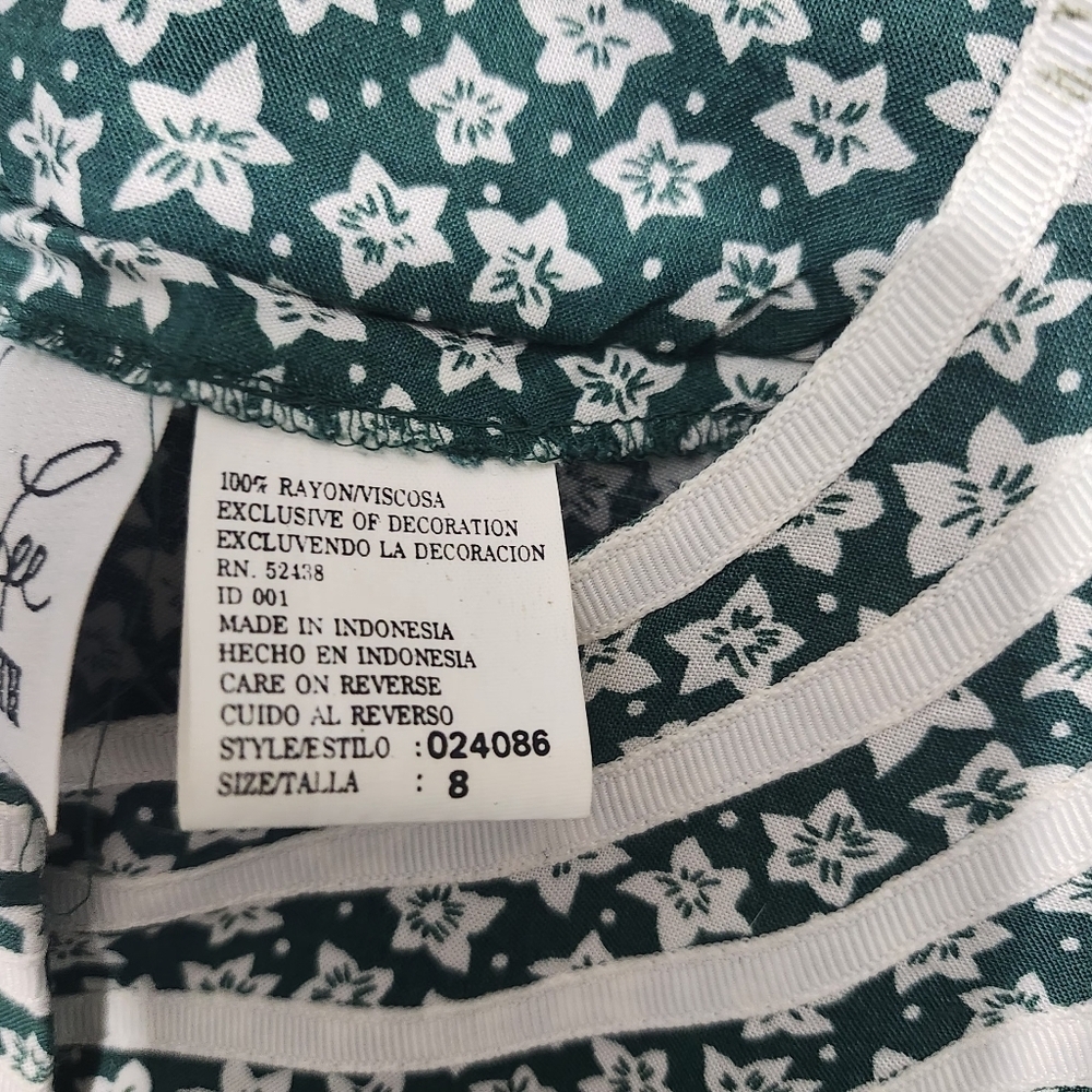 Kathie Lee Vintage Long Sleeve Button Down Floral Midi Dress Size 8 Green - Picture 10 of 12